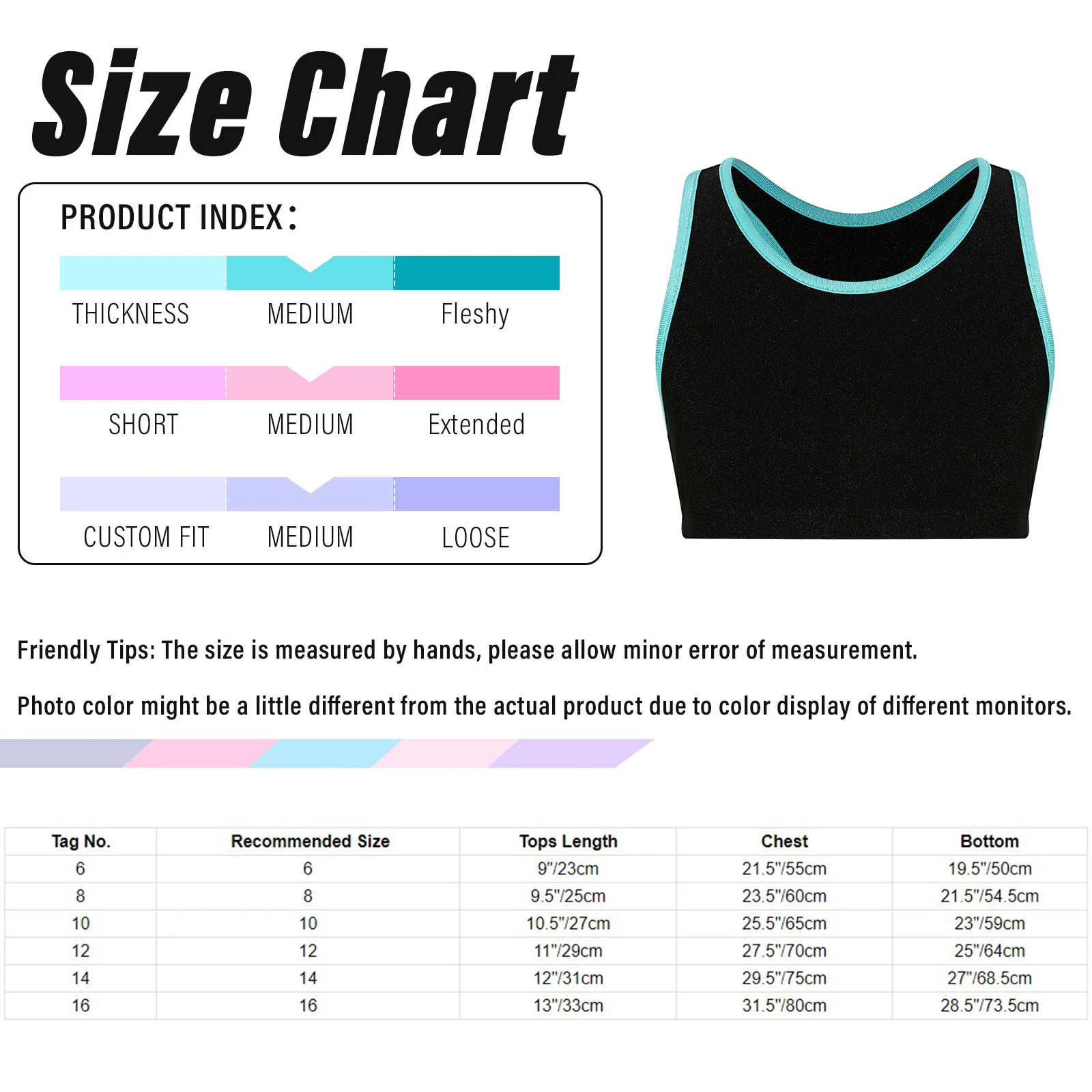 Kids Girls Sleeveless Tank Crop Tops Racer Back Stretch Sport Gymnastics Ballet Tops Children Gym Swimming Bra Underwear Costume