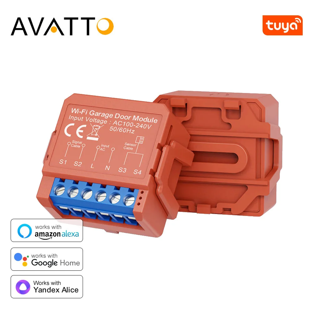 AVATTO Tuya WiFi Smart Garage Door Switch Module Voice Remote Control Garage Door Opener Switch Works With Alexa Google Home 