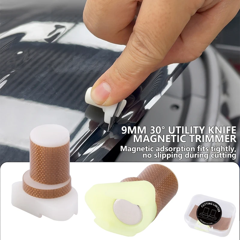 Magnetic Precision Edge Trimming Guide 9mm Utility Knife Auxiliary Guide Cutting Tool for Car Carbon Film Window Tint Vinyl PPF