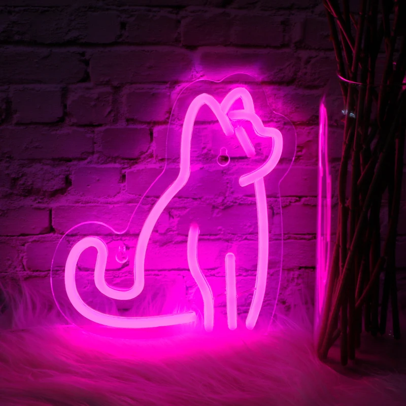 Cat Neon Signs Lights Wall Decor Animal Neon Light USB LED Neon Light Sign for Room Wall Table for Bar Weddi