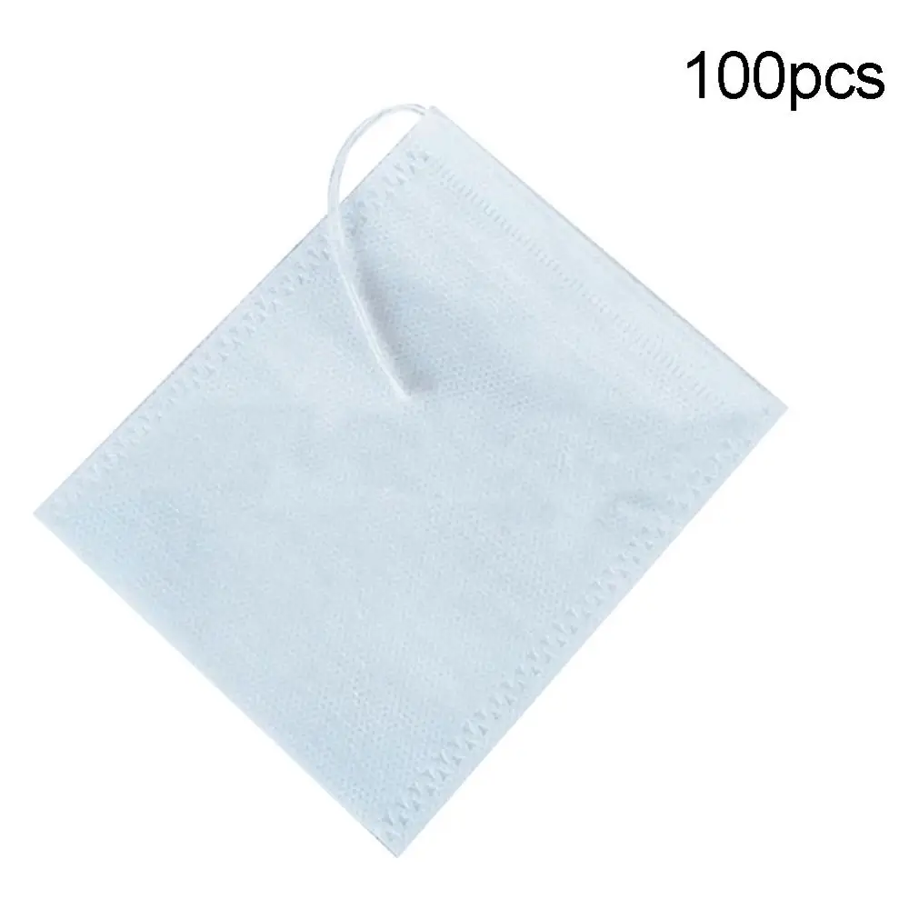 100Pcs Disposable Tea Bag Drawstring Empty Tea Bags Loose Leaf Powder Herb Filter Bag Pouch Food Grade Non-Woven Tea Infuser