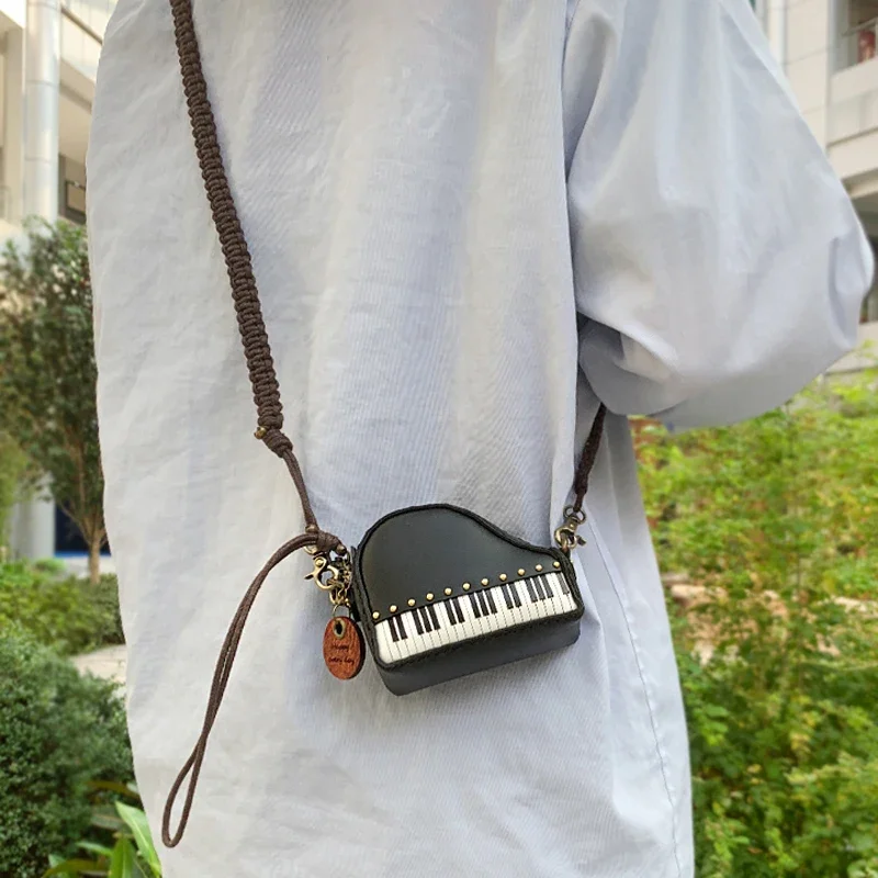 Leather piano keyboard mini bag creative musical instrument messenger bag women's fashion versatile small bag music peripheral