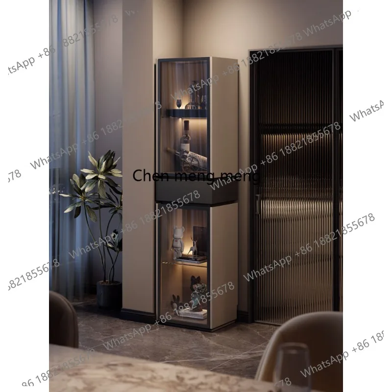 

Italian minimalist wine cabinet Living room corner cabinet with lamp corner with glass door Side cabinet