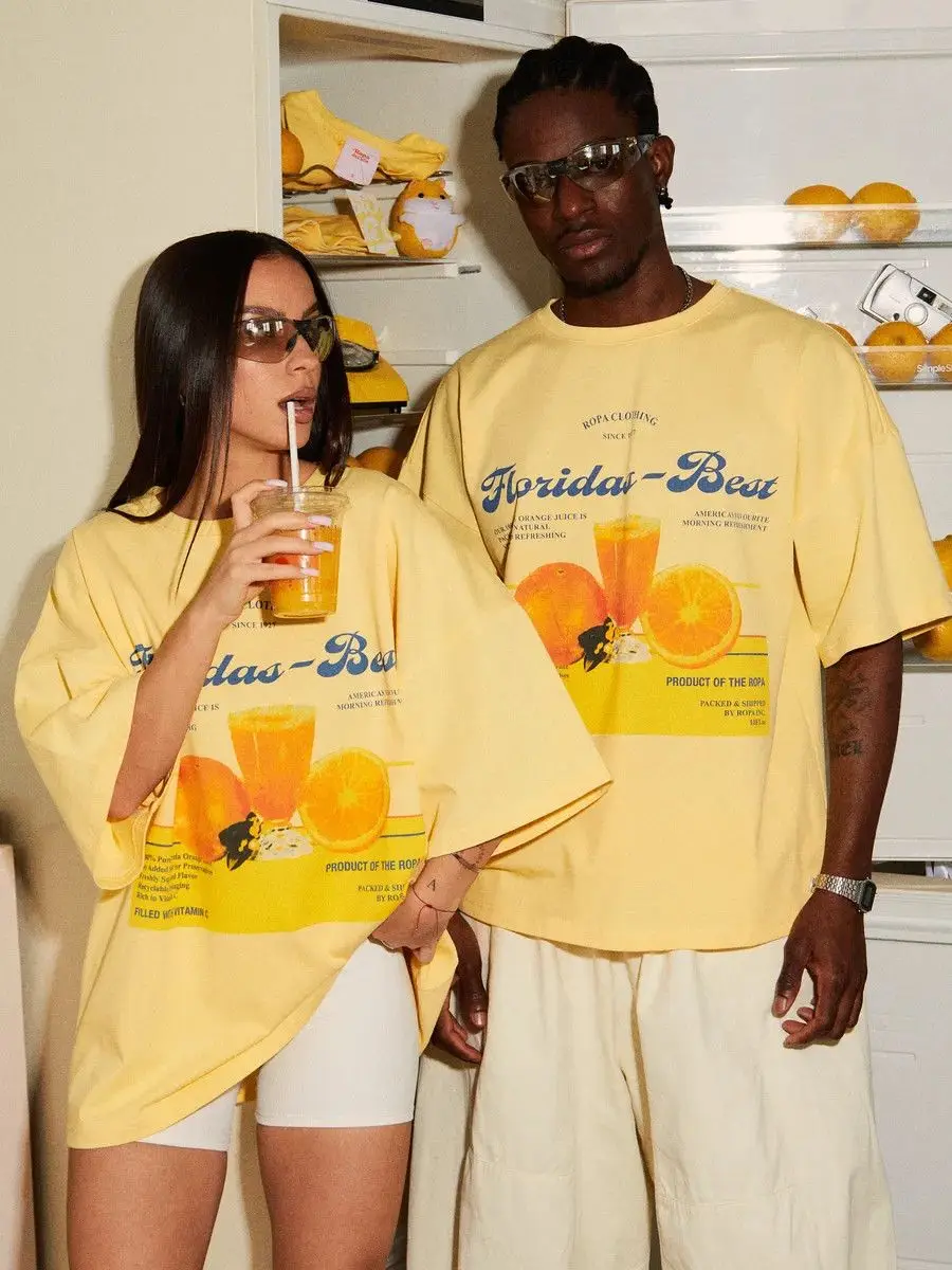 Florida's Best Orange Juice Graphic T-Shirt Men Women Vintage Florida Citrus Print Summer Casual Oversized Tee Sweet Chic Y2K