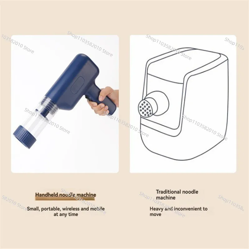 Electric Handheld Noodle Machine, Portable Cordless Noodle Press with 6 Interchangeable Die Types, Small Household Appliance