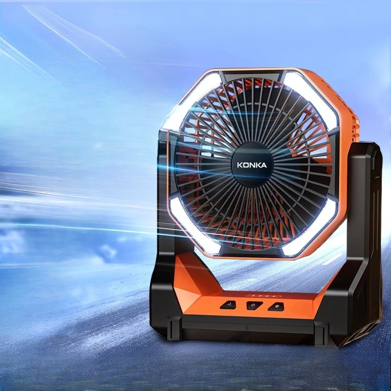

Outdoor camping fan rechargeable long battery life electric fan silent camping lighting camping tent usb small fishing