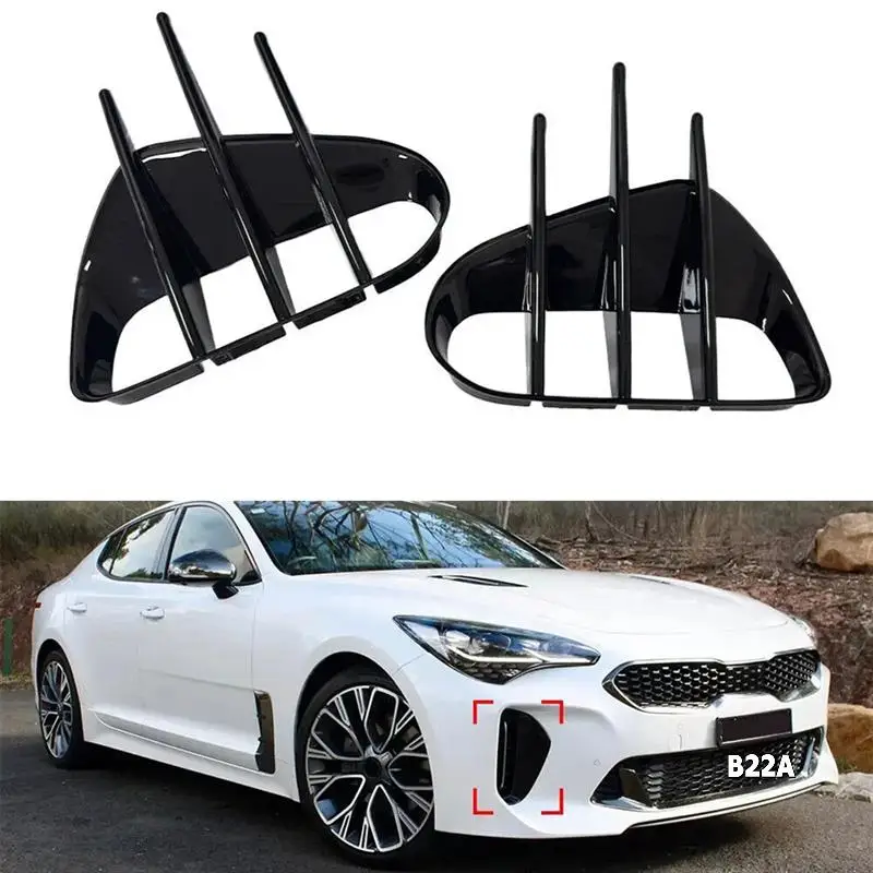 

1 Pair Car Front Bumper Side Vent Grille Spoiler Wind Blade Decorative Cover For Kia Stinger 18-23