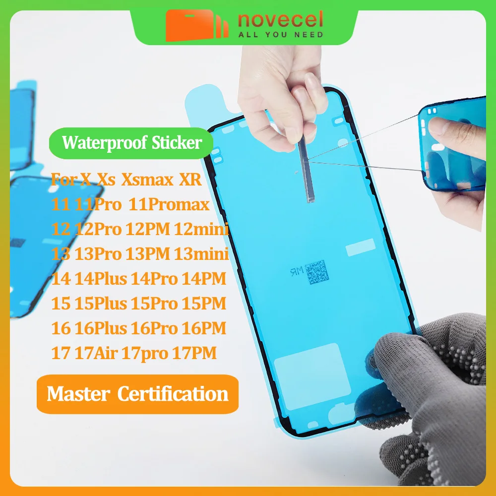 NOVECEL 10pc OEM Waterproof Sticker For iPhone 17 16 15 14 13 12 11 pro X XS Max LCD Display Frame Bezel Seal Tape Glue Adhesive