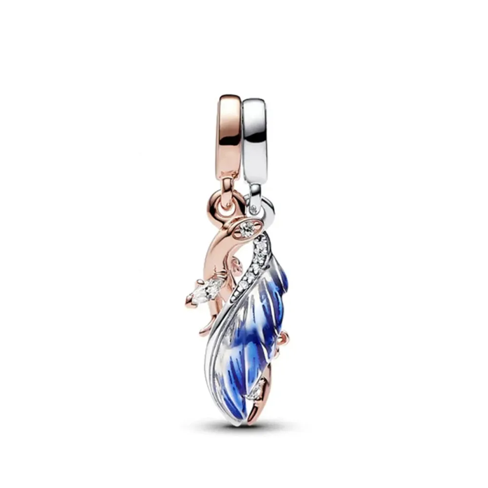 Europe NEW 925 Plated Silver Flower Charm Deer God Dangle Pink Fat Pendant Bead Fit Original Bracelet Jewelry For Gift