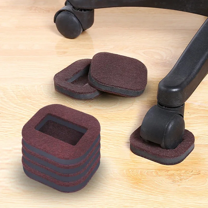 Office Chair Wheel Covers, 5-Piece Set, Furniture with Wheeled Cups, Wooden Floor Protectors, Anti-Vibration Pads, Wheeled Feet