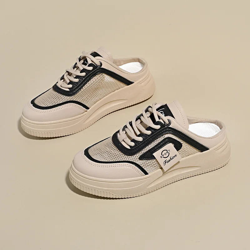 2026 summer women's white shoes new Korean version thick sole height increasing mesh breathable casual sports shoes