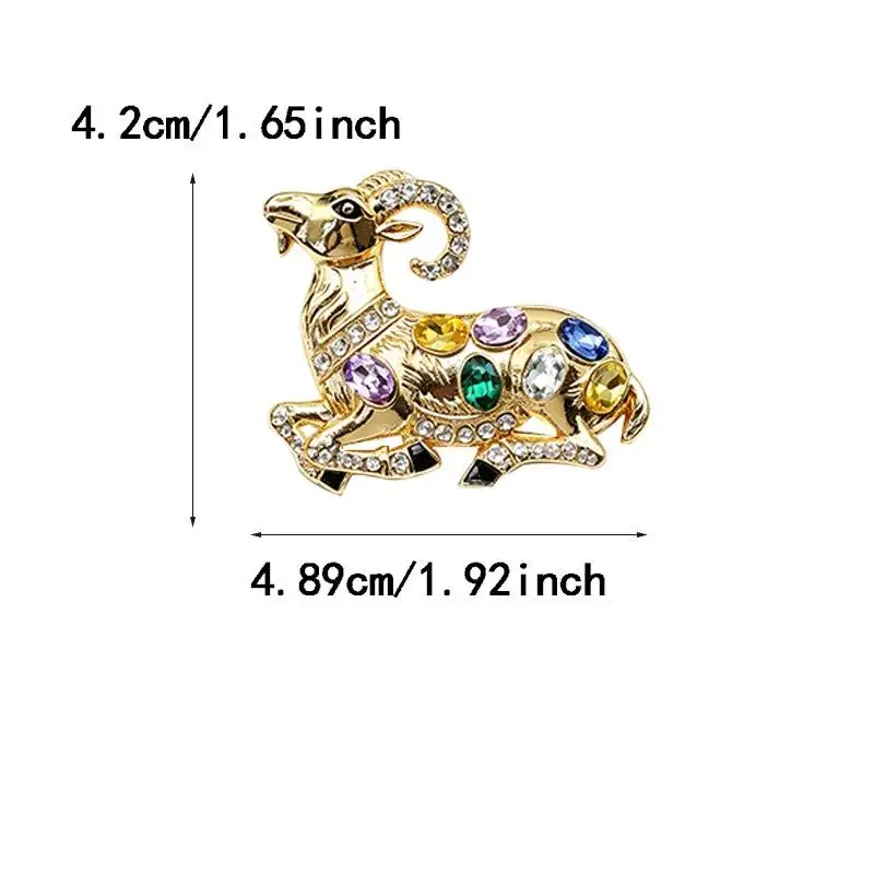 Shiny Rhinestone Goat Brooch Unisex Exquisite Sheep Themed Jewelry Fashion Accessory for Women Men Wedding Banquet Wear