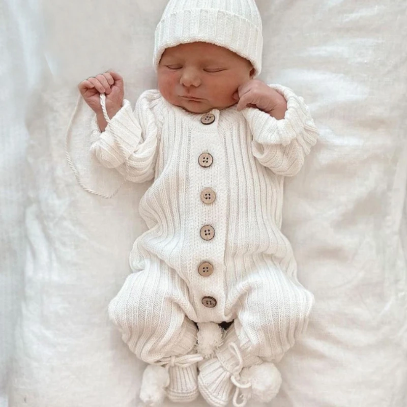 2025 nuevo mono tejido para bebés y niños, pelele tejido de manga larga para bebés y niñas, ropa para niños