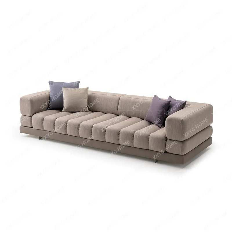 LXSmall apartment fabric straight row light luxury model room exhibition hall sales department reception sofa