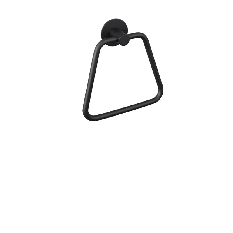

All-copper bathroom trapezoidal towel ring bathroom silver hanging towel ring hand hook free of punching