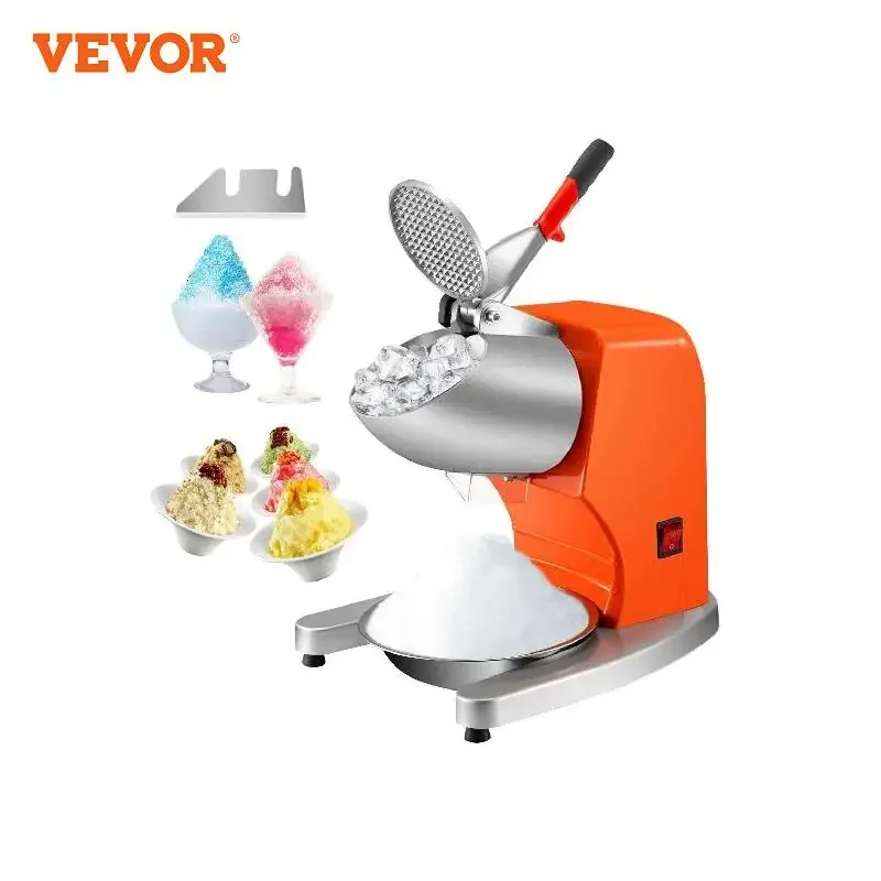 

VEVOR Electric Ice Shaver Crusher Snow Cone Maker Machine with Dual Stainless Steel Blades Shaved Ice Machine Home Commercial