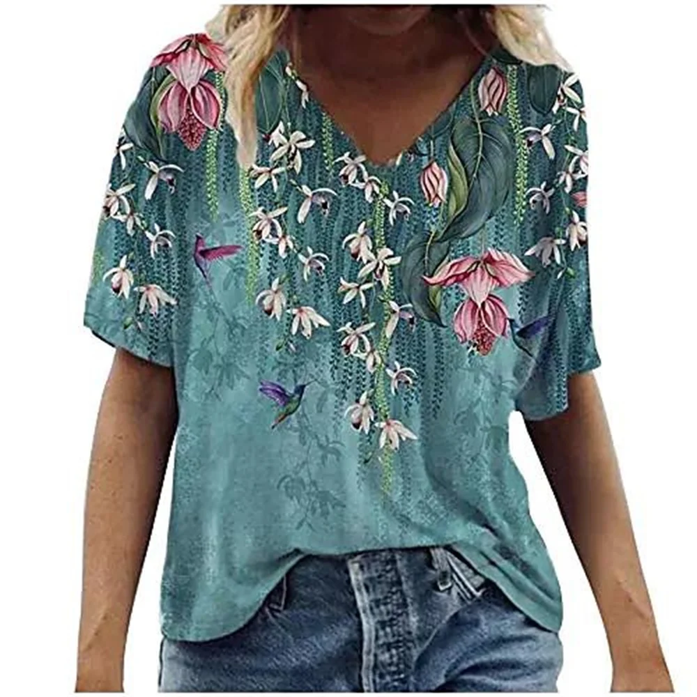 

Women's T-Shirt Summer V-Neck T Shirt For Women Daily Fashion Short Sleeve Casual T-Shirt 3d Print Female Clothes Top women
