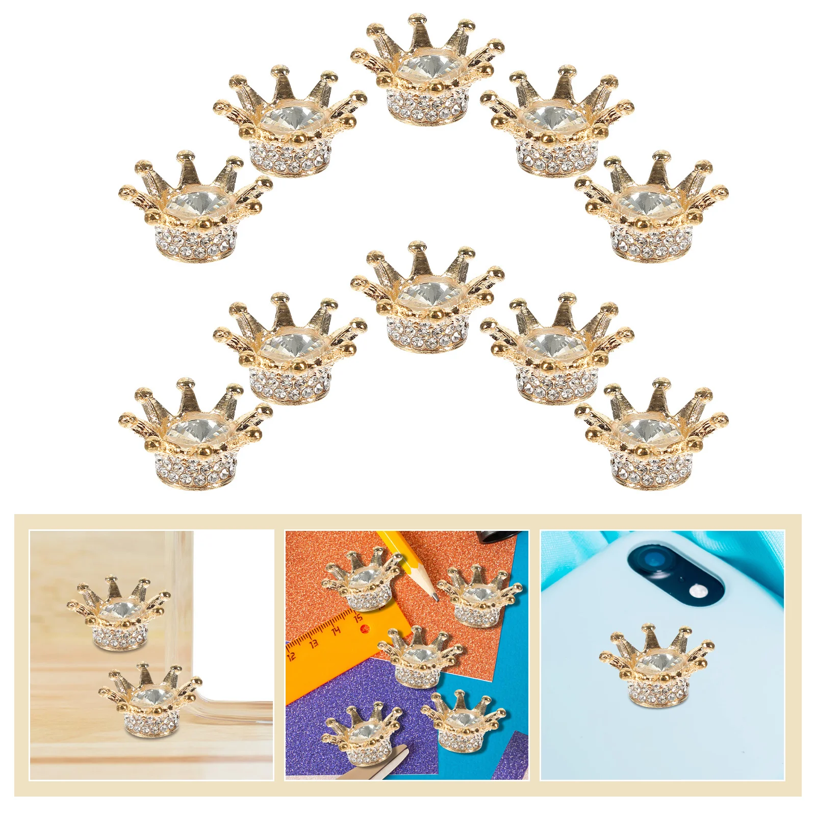 

10Pcs Crown Charms Rhinestone Jewelry Beads DIY Jewelry Supplies Hair Accessories Bracelets Necklaces Crowns Beads