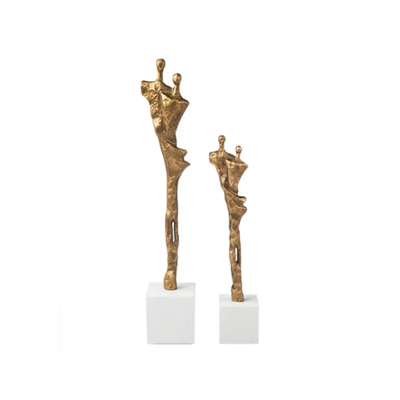 Nordic Gold Cast Iron Broken Arm Desktop Ornament Living Room Decoration Human Sculpture Conjoined Couple Crafts Home Decoration