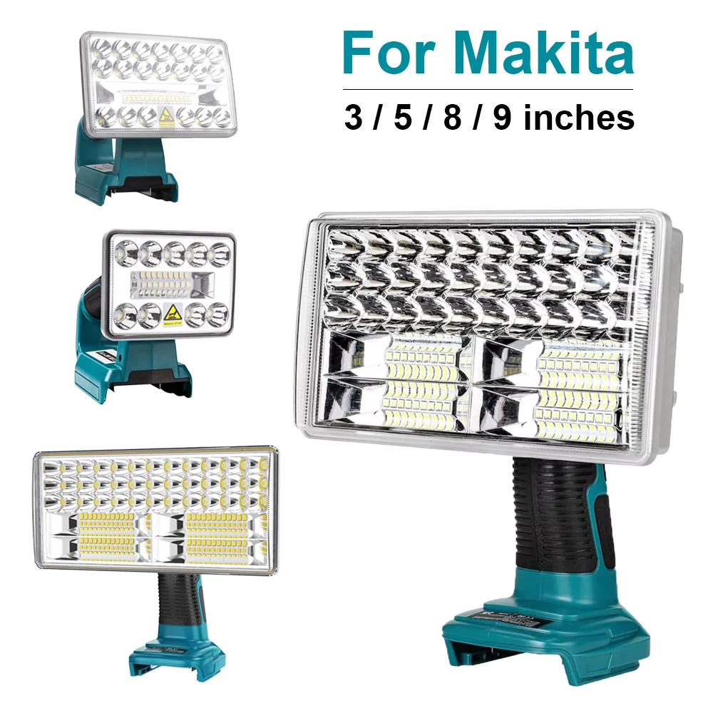 

LED Flashlight Outdoor Cordless Work Light Spotlight for Makita 14.4V 18V BL1430 BL1850 BL1860B Li-ion Battery with USB