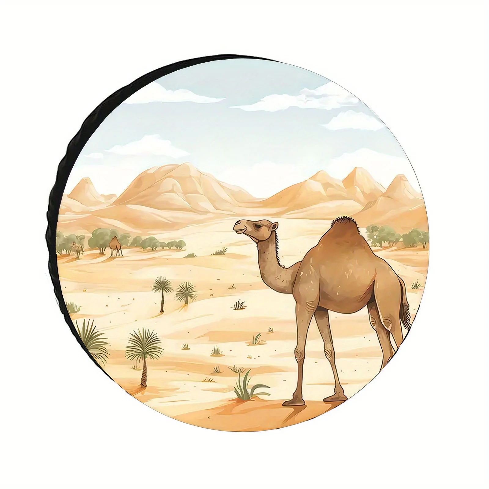 Desert Camel Design Car Spare Tire Cover - High-Quality, Lightweight, Easy To Remove & Transport, Secure Fit For All Models, Qui