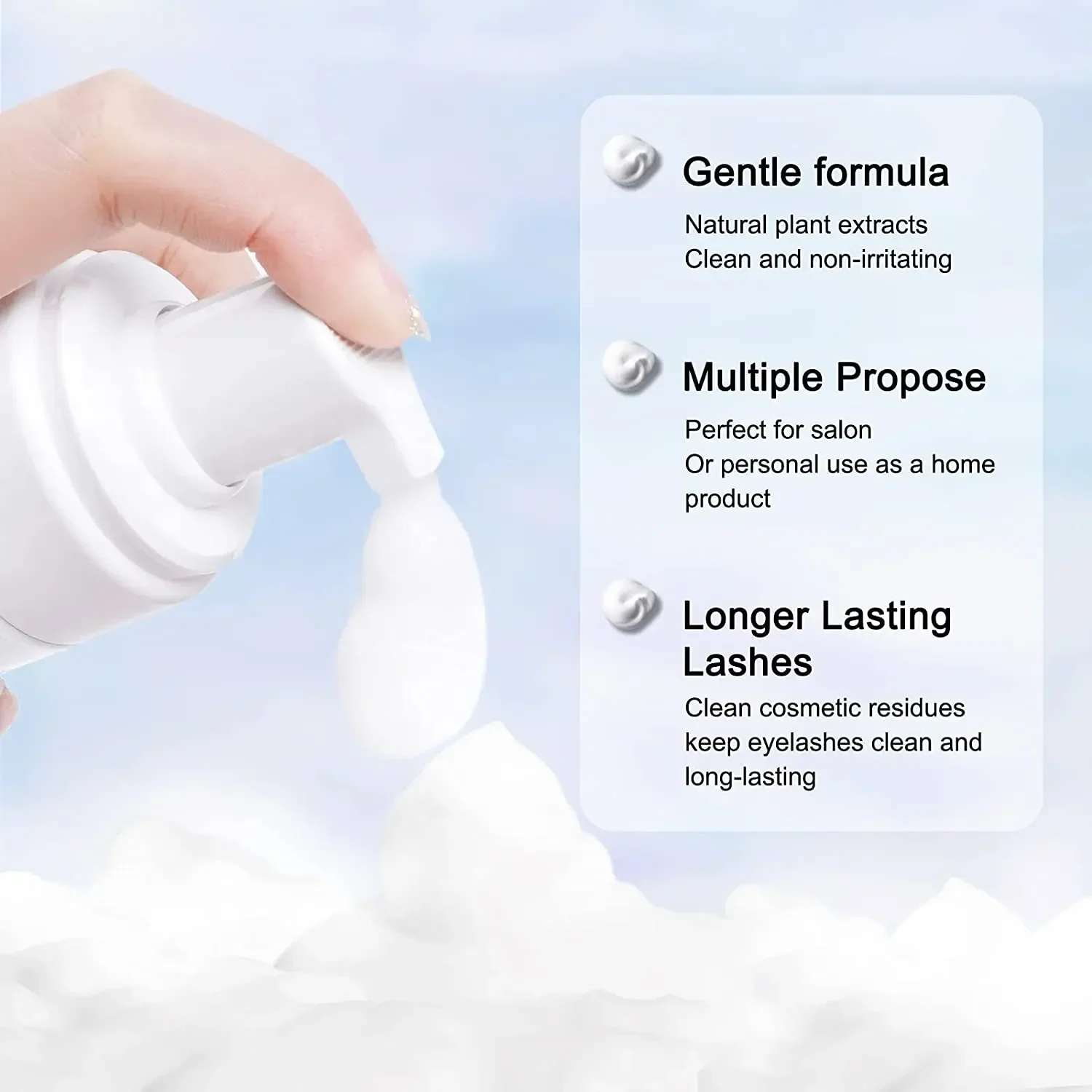 Lanthome Eyelash Extension Shampoo Foam Kit 50ML Supply Cleanser For Makeup Remover Tools Glue Lash With Brush Women