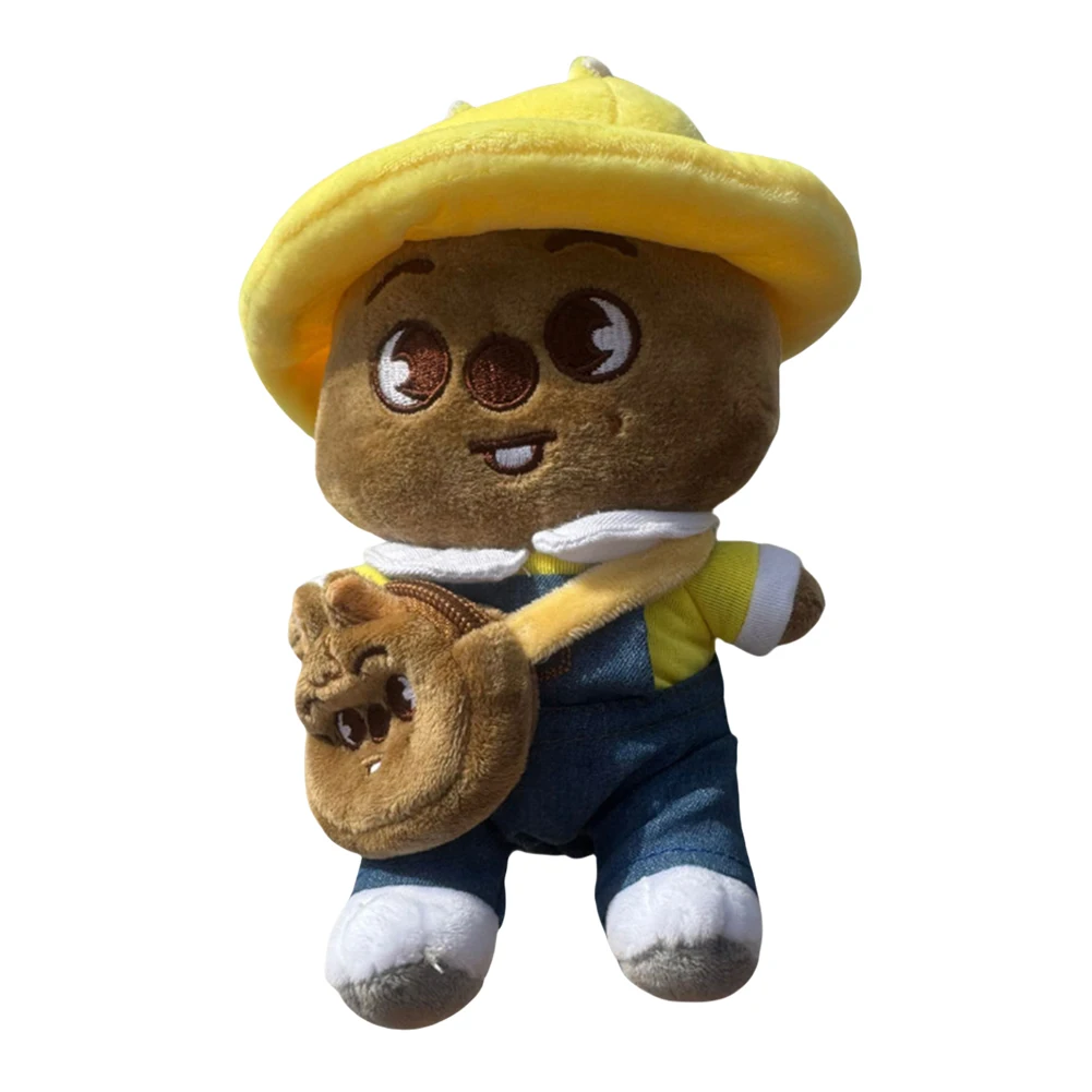 

15 х 20 см плюшевая игрушка с шляпой и маленькой сумкой через плечо, милая плюшевая сидящая кукла, кавайная игрушка-компаньон для праздника, подарок-сюрприз