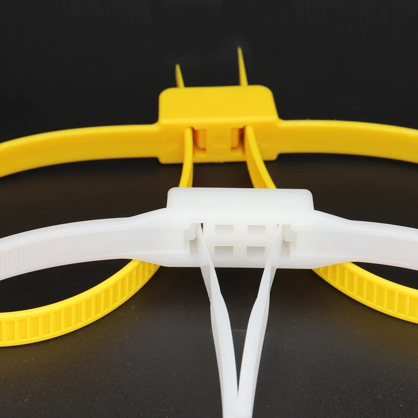 12*700mm 13*500/900mm Yellow White Nylon Plastic Two Buckle Flex Cuff Strap Wrap Handcuffs Police Self-Lock Zip Ties Cable Tie