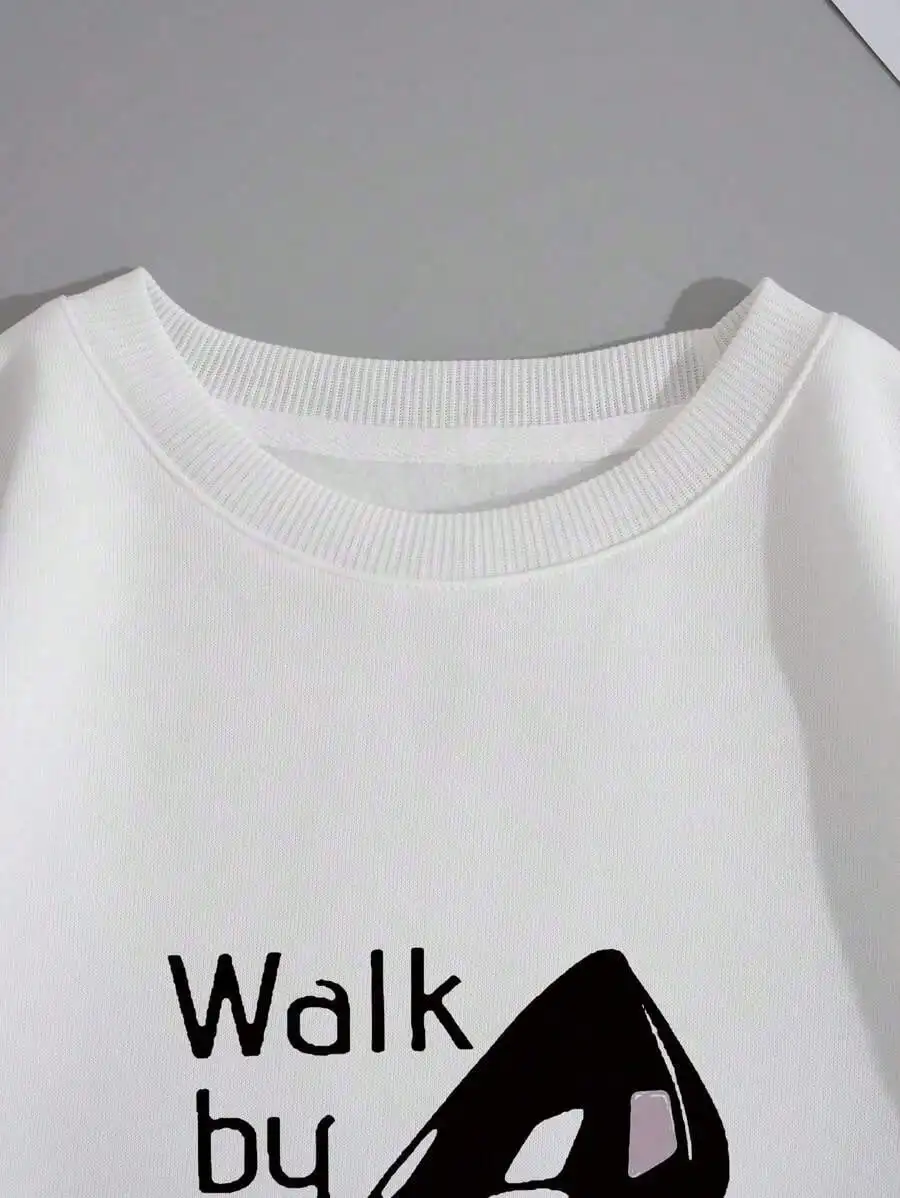 

Женская толстовка с круглым вырезом и графическим принтом "Walk By Faith Not By Sight", пуловер с длинными рукавами