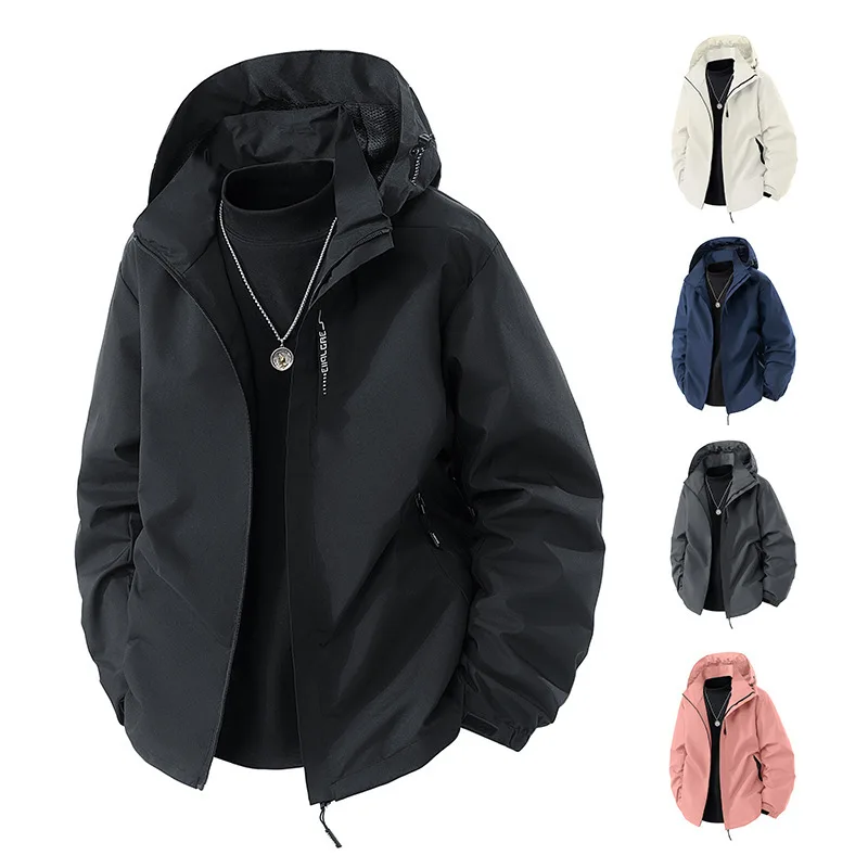 

Осень 2023, новинка для мужчин и женщин, уличное альпинистское пальто большого размера с капюшоном, ветровка на подкладке для пар, подставка подходит