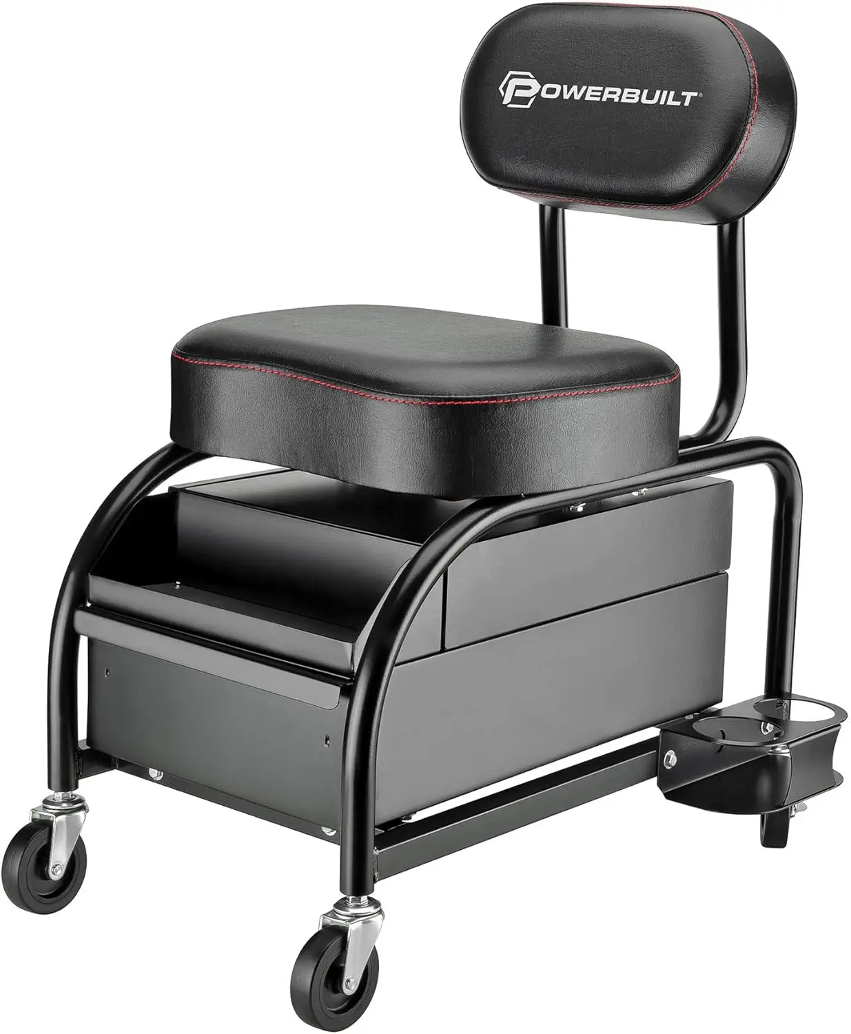 

Professional Car Detailers Mechanics Roller Seat, Heavy Duty Garage Stool with Thick Padded Seat and Backrest,