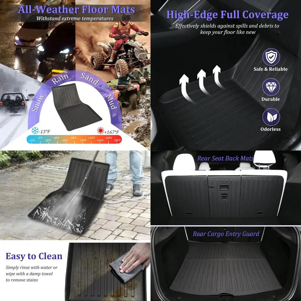 

10PCS Floor Mats for Tesla Model Y Juniper 2025 2026 All-Weather 3D TPE Full Coverage Liner Set Anti-Slip Easy to Clean, 5-Seat