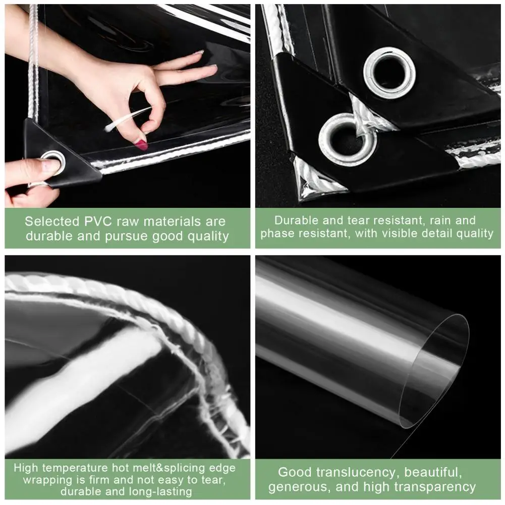 Transparent Tarpaulin Clear Waterproof Tarp for Greenhouse Roofing Panels Greenhouse Tarp for Balcony Garden Patio 8.5x10 ft