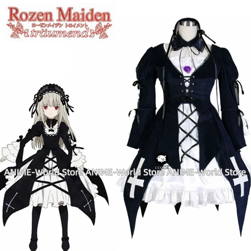 

Anime Rozen Maiden Cosplay Costume Suigintou Mercury Lampe Cosplay Costumes Velvet Dress Full set