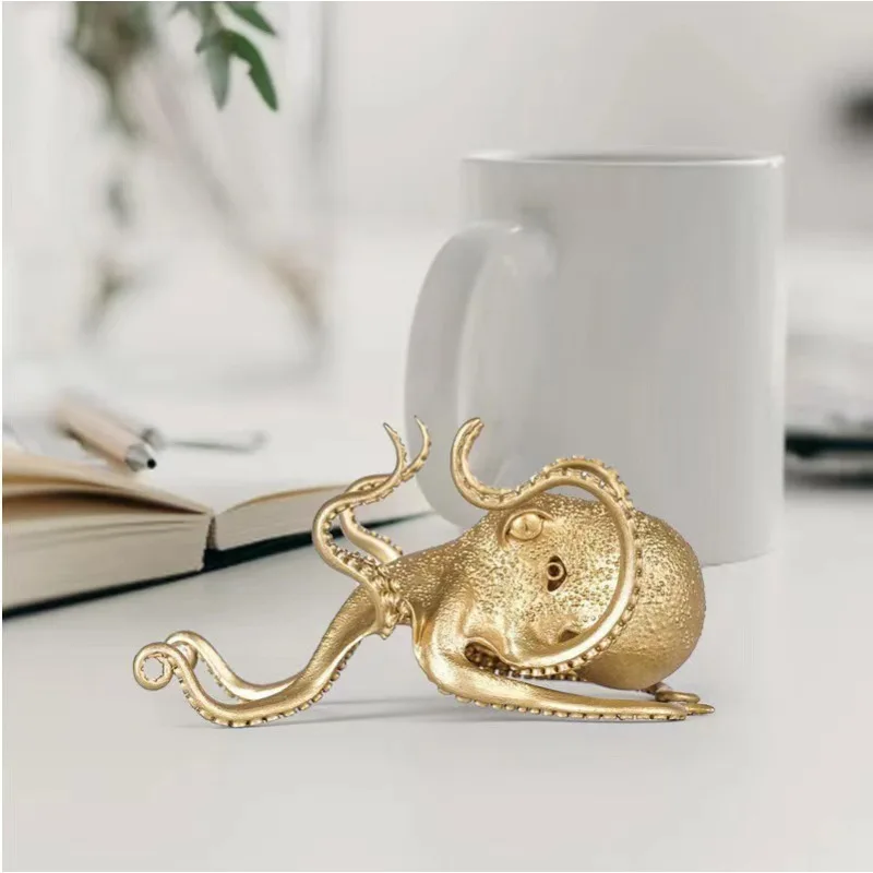 

Metal Octopus Cuttlefish Figurines Statue Desk Stand for Phone Bracket Pen Spectacles Holder Car Ornaments Home Decor Decoration