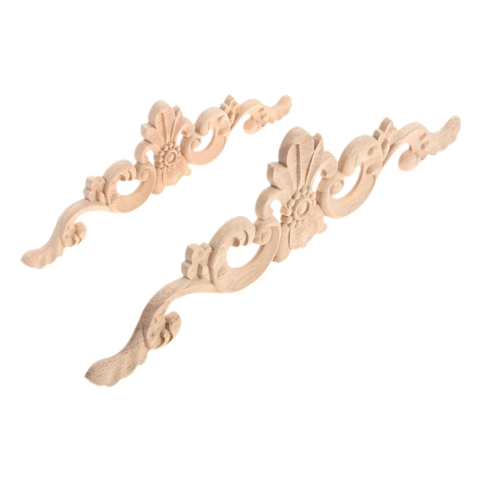 Flower Carving Decal 25/35/38cm European Style Unpainted Wood Carved Applique for Home Furniture Wall Door Frame Cabinet Decor