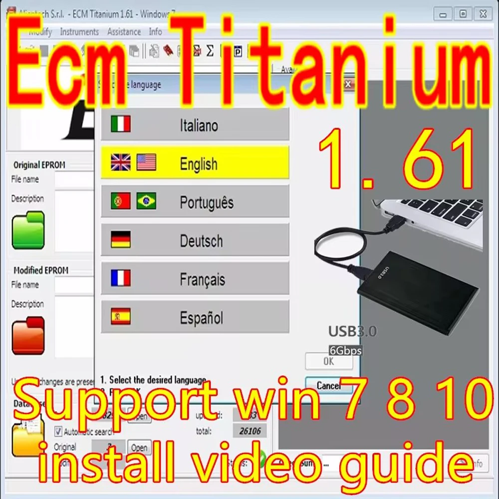 Newest Auto Repair Software Winols 4.7 software+ 93gb Damos files+ECM TITANIUM 26100+ immo service tool v1.2+ Install Video guid