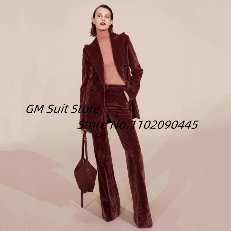 

Women's Suit Two-piece Suit Velvet Single-breasted Solid Color Lapel Casual Mopping Pants Elegant Slim Jacket 2022 New