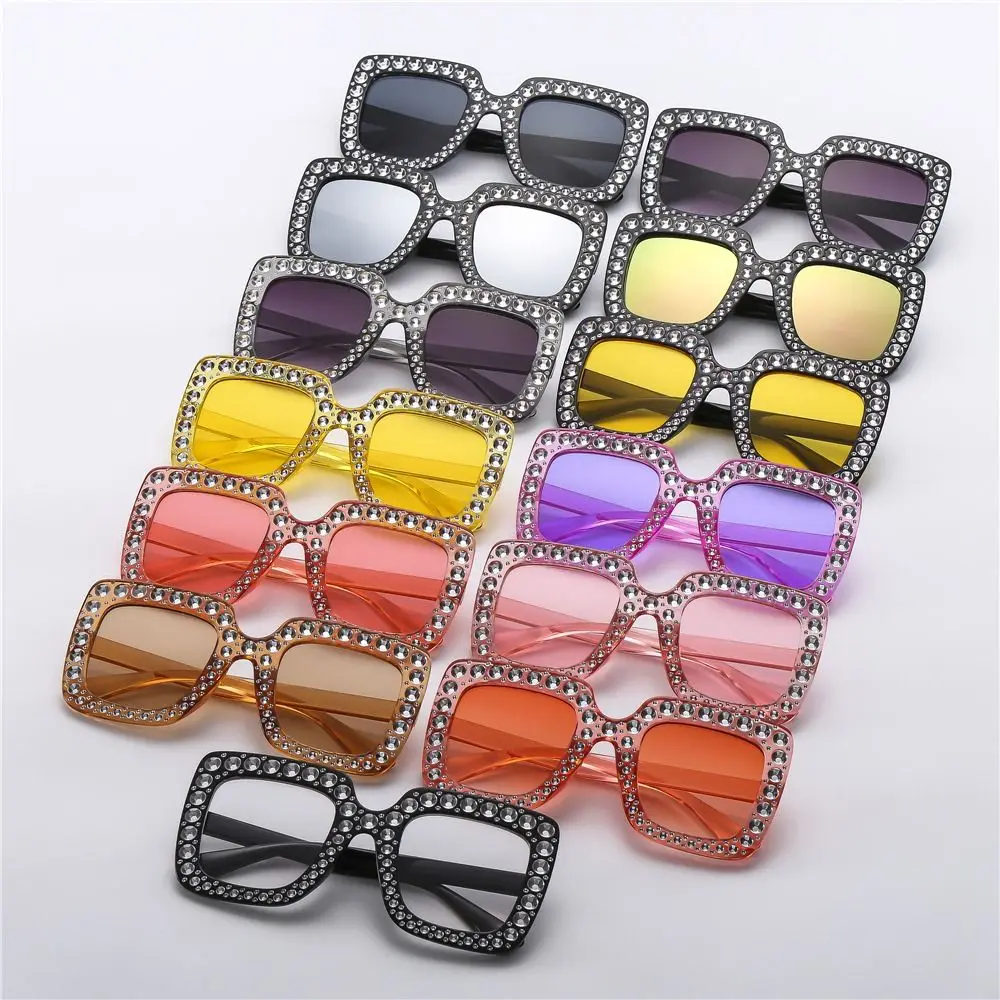 Children Sunglasses Kids Rhinestone Square Diamond Sun Glasses Retro Crystal Sparkling Glasses for Girls Party Trendy Shades