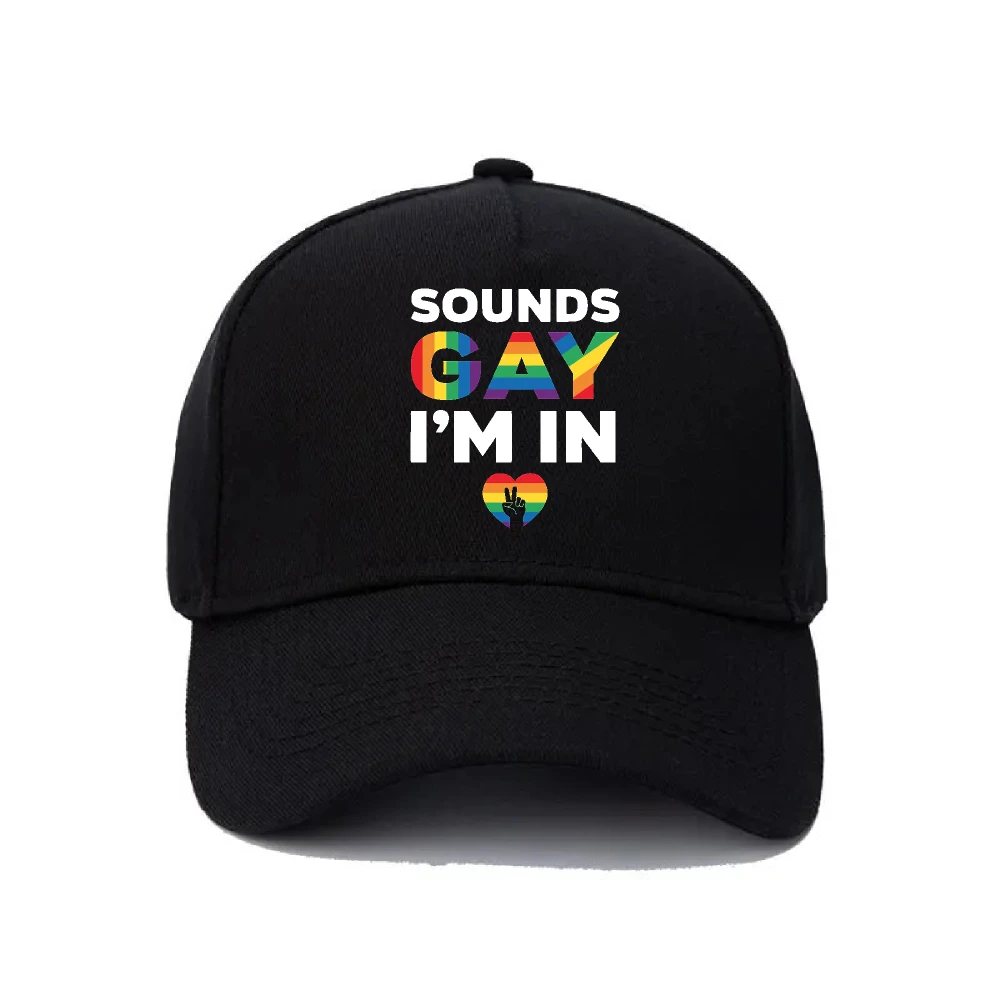 LGBT Rainbow Pride Baseball Cap Sounds Gay I'm In Print Dad Hat Unisex Cotton Adjustable Sun Hat Men Women Outdoor Gay Hat