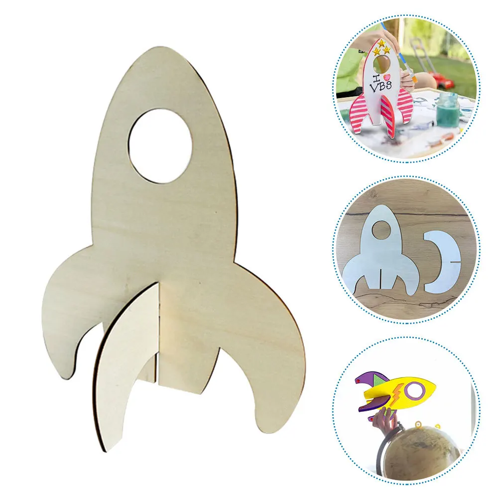 

5pcs Diy Unfinished Wood Crafts Wooden For Kids Hand-Painted Craft Wood Graffiti School Activity Puzzle Game