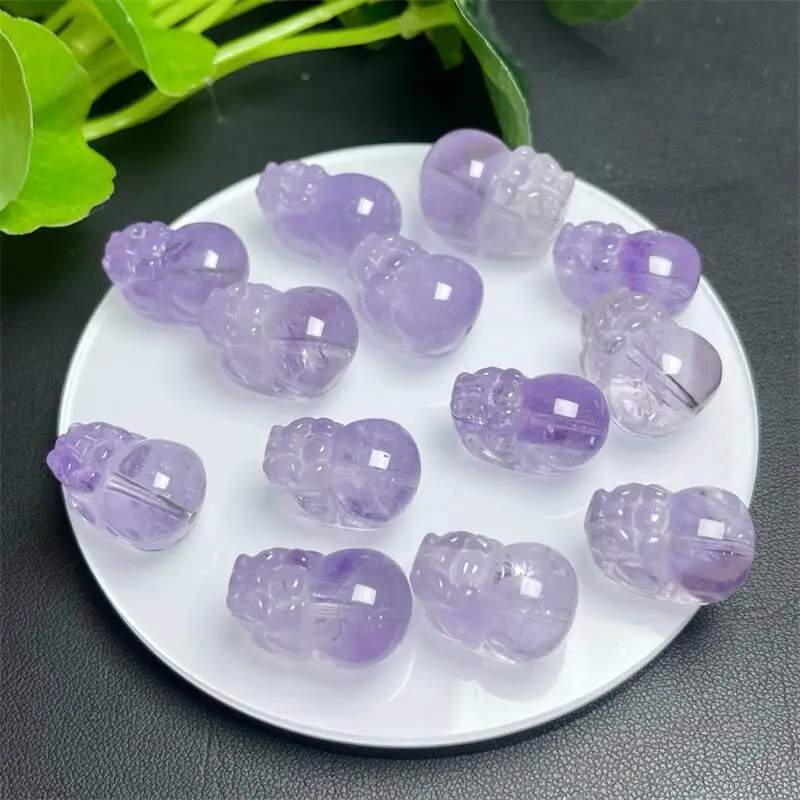 

5PCS Natural lavender amethyst pixiu bead Pendant Healing Gemstone Carved Figurine Gift Fashion Jewelry For Women Gift 19-23MM