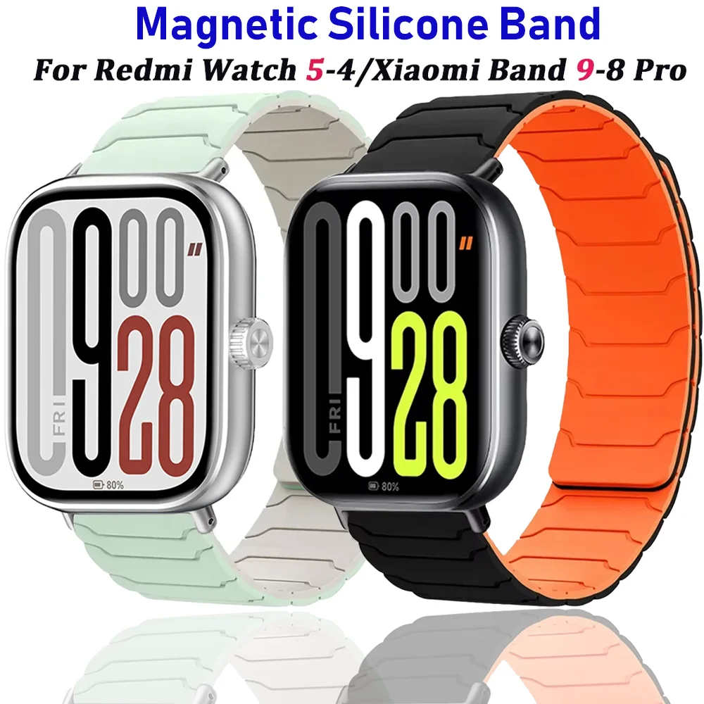 

Спортивный силиконовый ремешок для Redmi Watch 6/5/4, магнитный браслет, мягкий удобный браслет для Xiaomi Mi Band 9 Pro/8 Pro, ремень