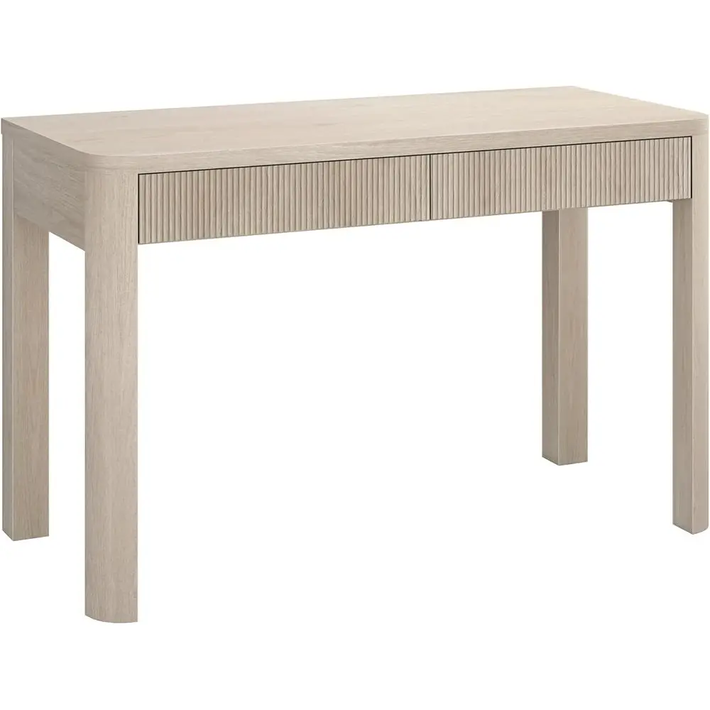 

48 Alder White Wooden Home Office Desk with Storage Drawers for Computer, Writing, and Living Spaces