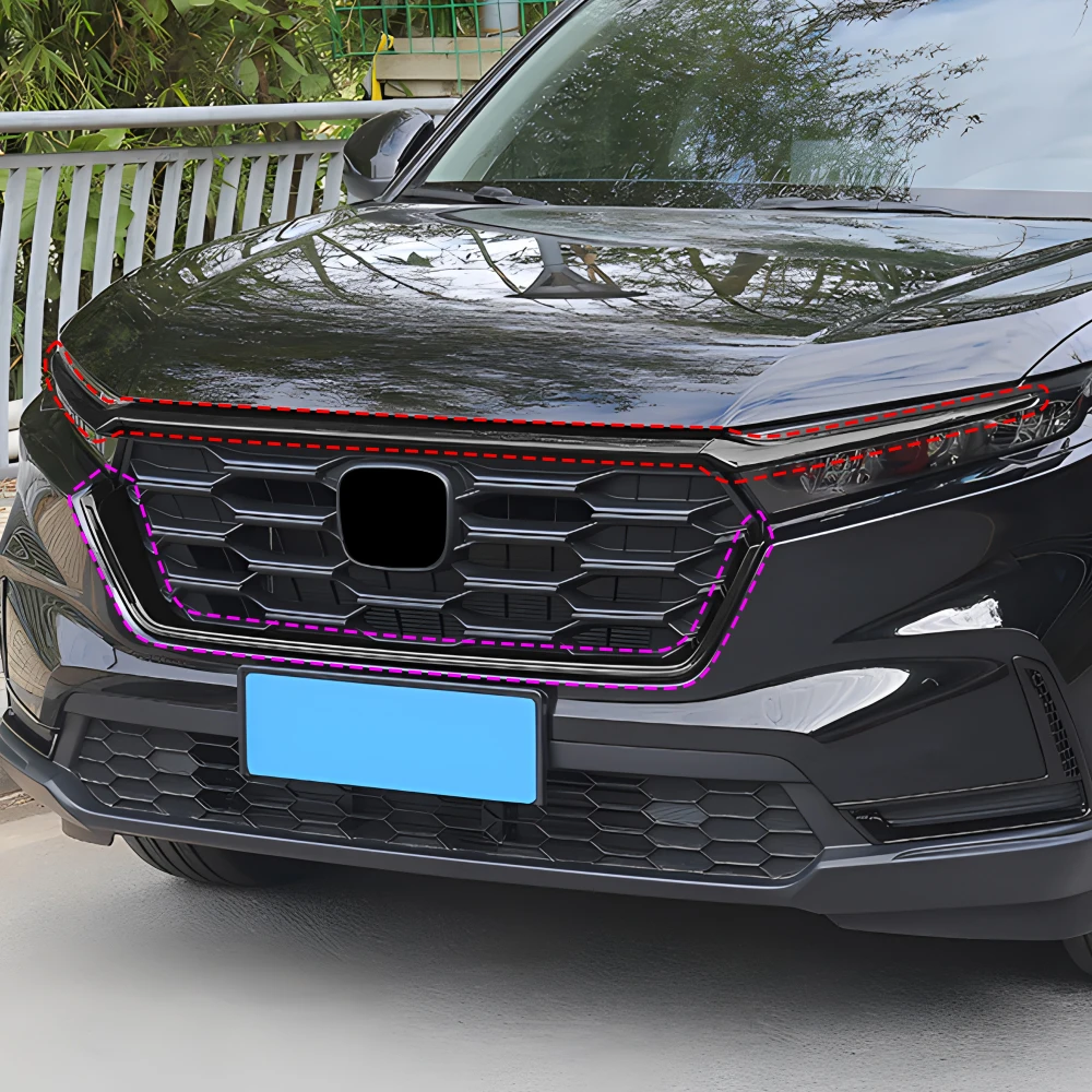 For Honda CR-V CRV CR V 6th Gen 2023 2024 Car Front Upper Bonnet Grill Lip Molding Cover Trim Engine Bumper U-shaped Frame Strip