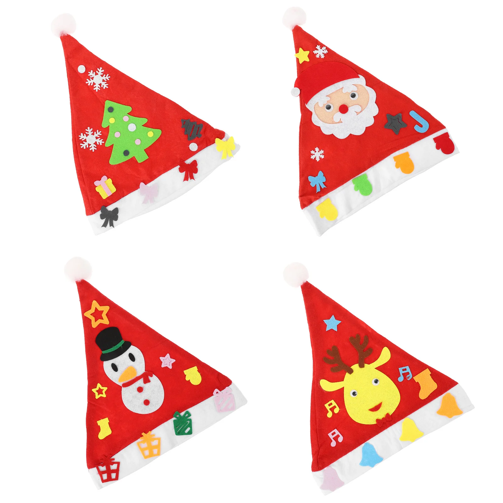 

5Pcs DIY Craft Christmas Hats Accessories Safe Fabric Develop Interest in Learning Christmas Hat Making Kits Santa Hat Kits