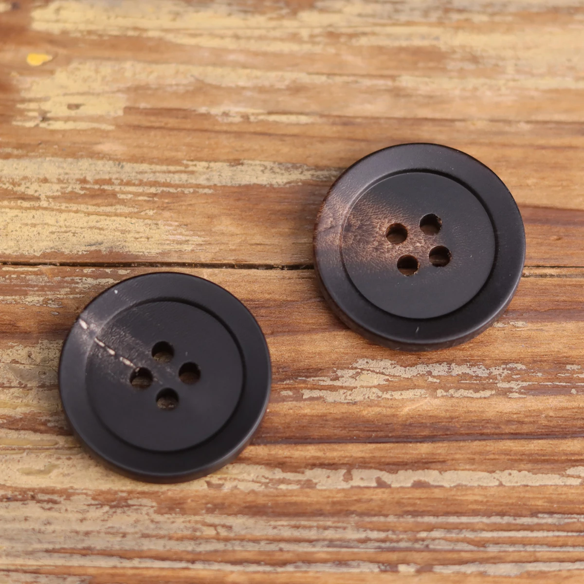 6pcs Matte Genuine Horn Buttons For Clothing 4 Hole Black Dark Brown Mens Formal Luxury Suit Blazer Sewing Button High Quality