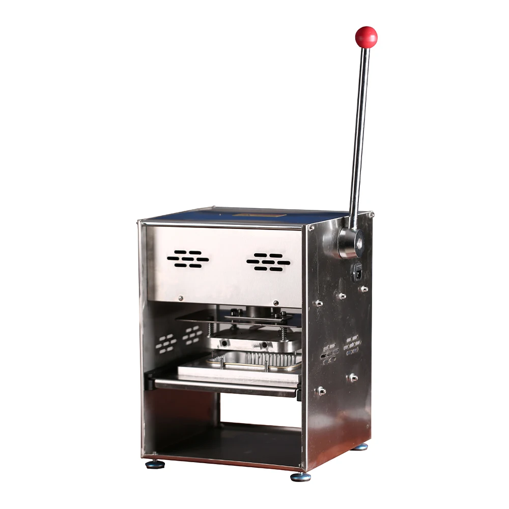 

High Quality Portable Mini Desktop Manual Vacuum Sealing Machine Foil Plastic Cap for Fast Food Lunch Boxes