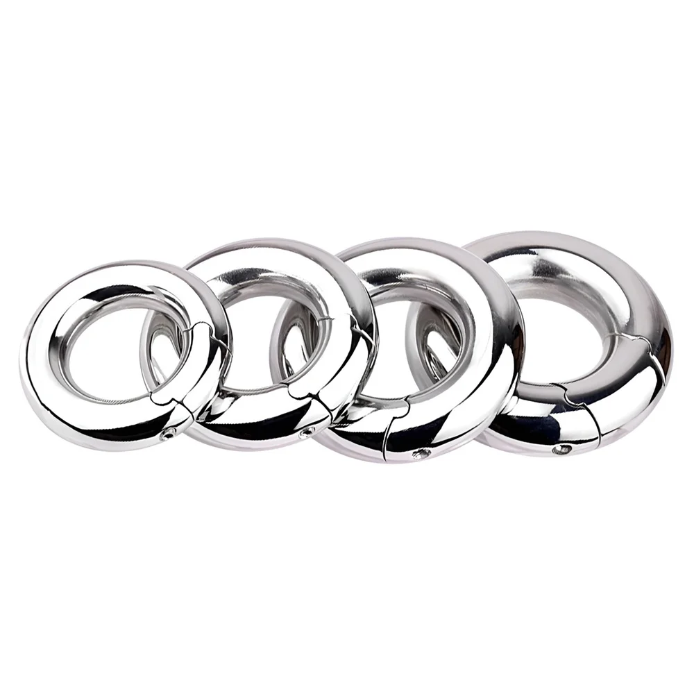 NEW Metal Semen Lock Rings Scrotum Stretcher Heavy Metal Testicle Weight Bearing Ring Delay Ejaculation Penis Exerciser BDSM