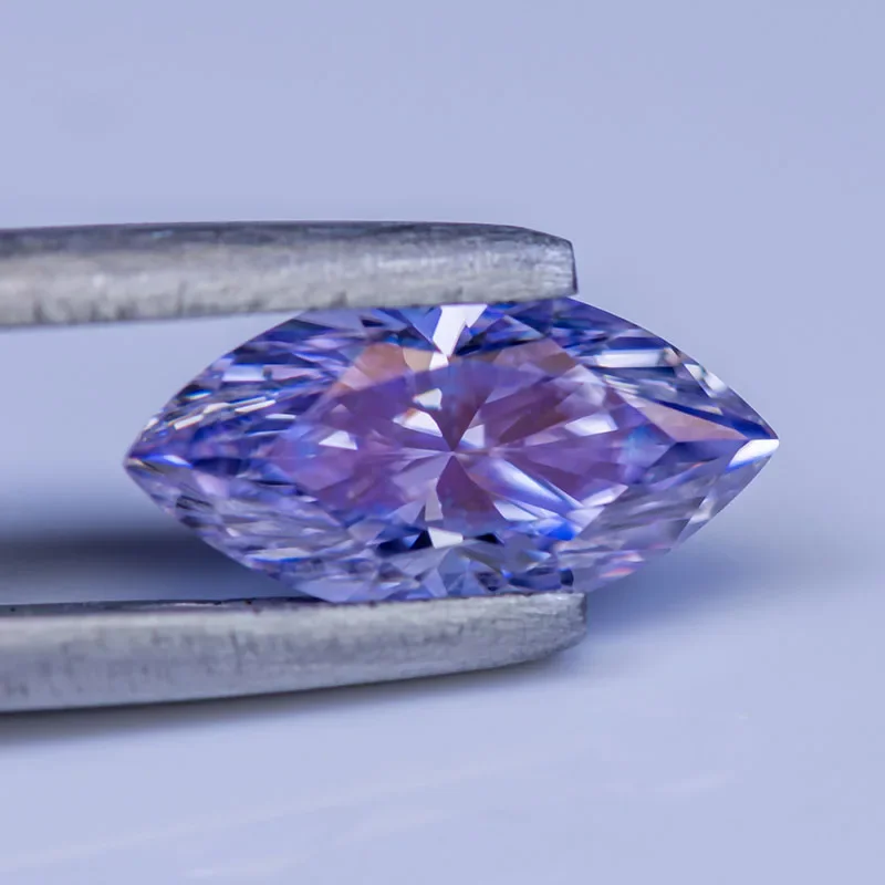 Moissanite batu permata Marquise potong warna Lavender Lab tumbuh berlian pesona wanita membuat perhiasan dengan sertifikat GRA